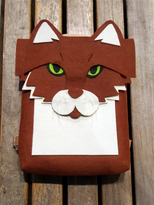 Keçe Çanta kahverengi kedi çanta Bilgenin Tasarım Dünyası